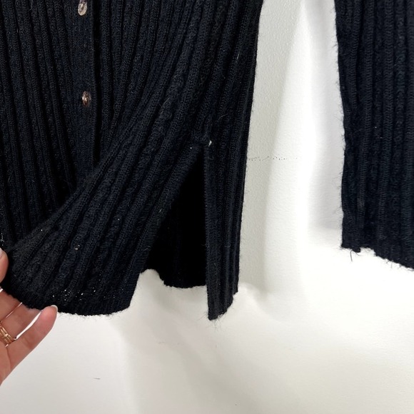 Vintage Top Knit Alpaca Blend Button Front Cardigan Sweater Longline Side Split - Picture 5 of 10